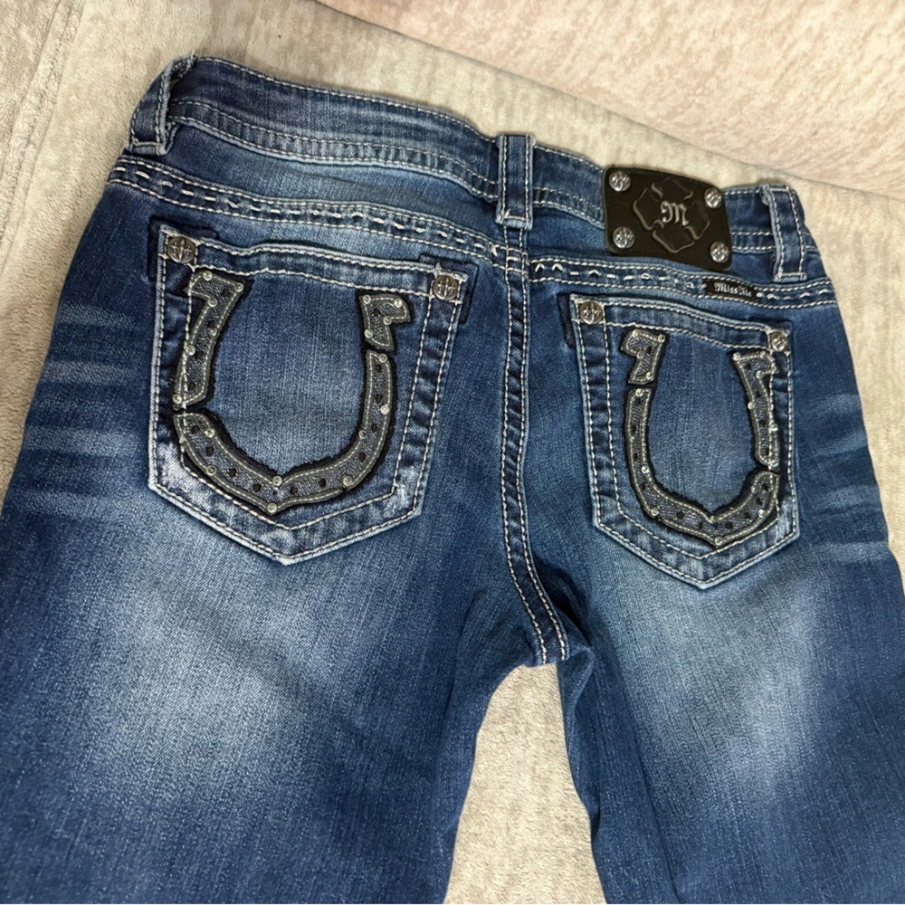 Stylish Blue Miss Me Jeans with Embellished Pockets